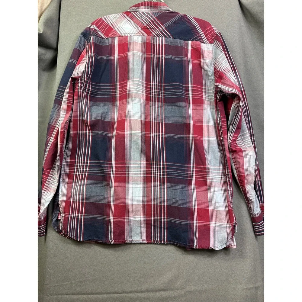 Levi's Men's Red Navy Blue Plaid Long Sleeve Button Down Shirt Size M 3LYLW5172‎